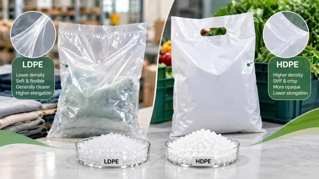 Comparación de bolsas de plástico LDPE vs HDPE